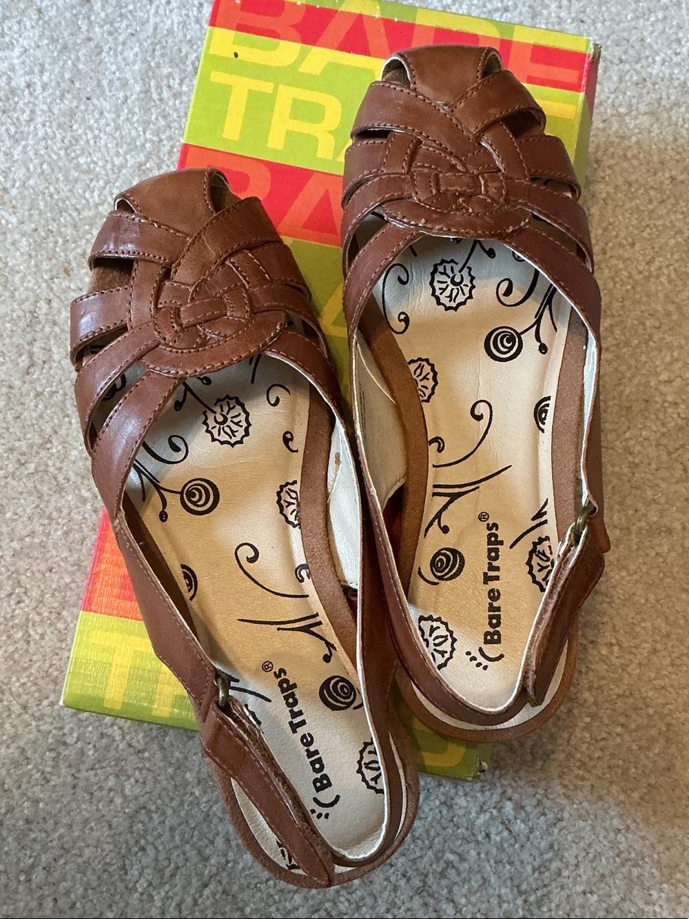 BareTraps Brown Woven Slingback Flats with Braided Detail